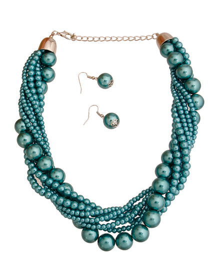 Teal Pearl Twisted Strand Set