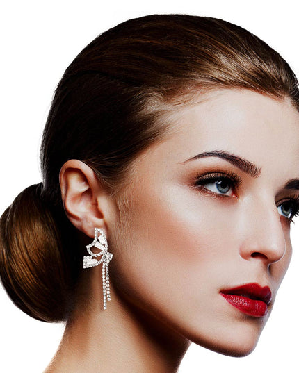 Silver Rhinestone Butterfly Tail Studs