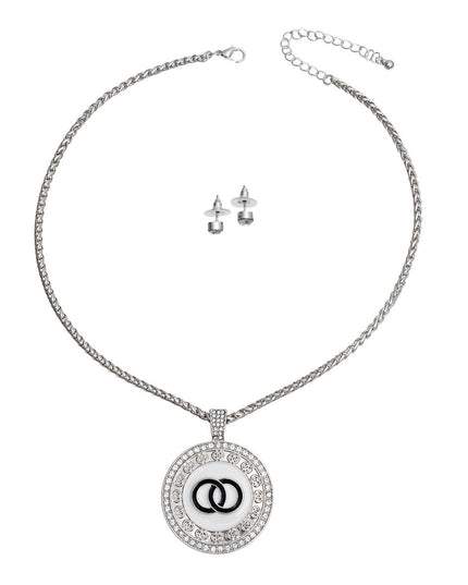 Silver and White Infinity Pendant Necklace