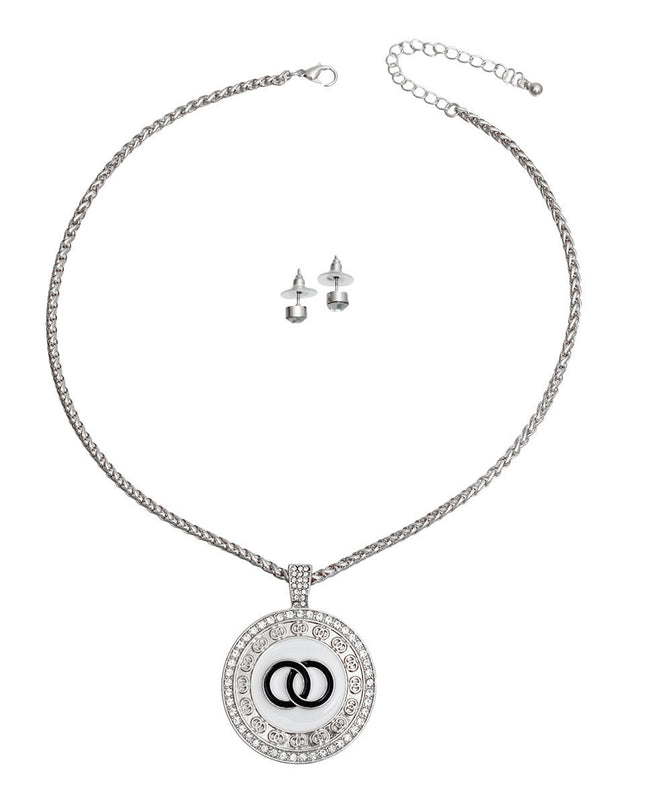 Silver and White Infinity Pendant Necklace