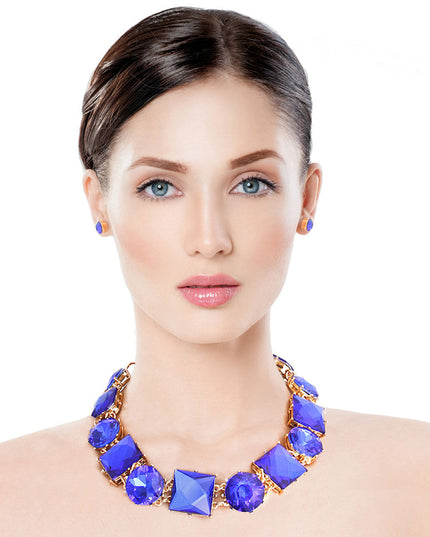 Royal Blue Various Crystal Collar Set