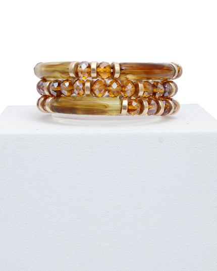 Tortoiseshell Tube Bead Bracelet Set