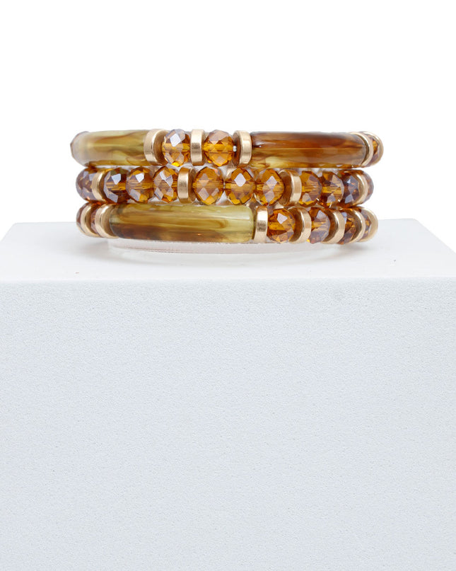 Tortoiseshell Tube Bead Bracelet Set