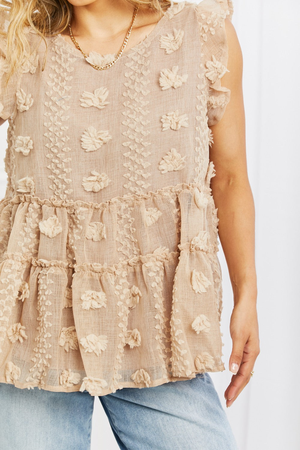 Full Size Ruffle Sleeve Top