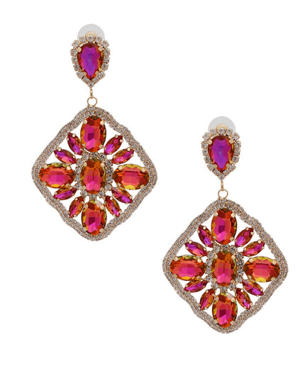 Purple Glass Crystal Diamond Earrings
