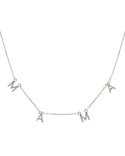 Silver MAMA Station Necklace