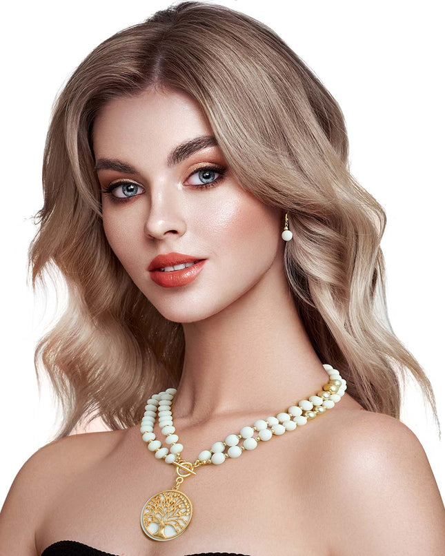 Matte White Tree of Life Necklace