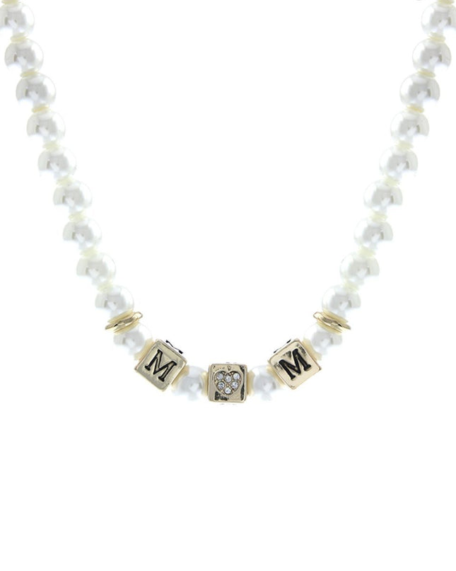 Cream Pearl Gold MOM Necklace