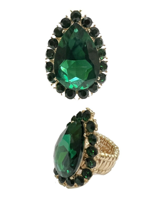 Green Teardrop Cocktail Ring