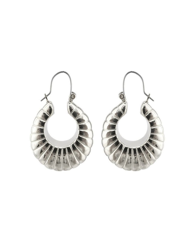 Silver Metal Croissant Hoops
