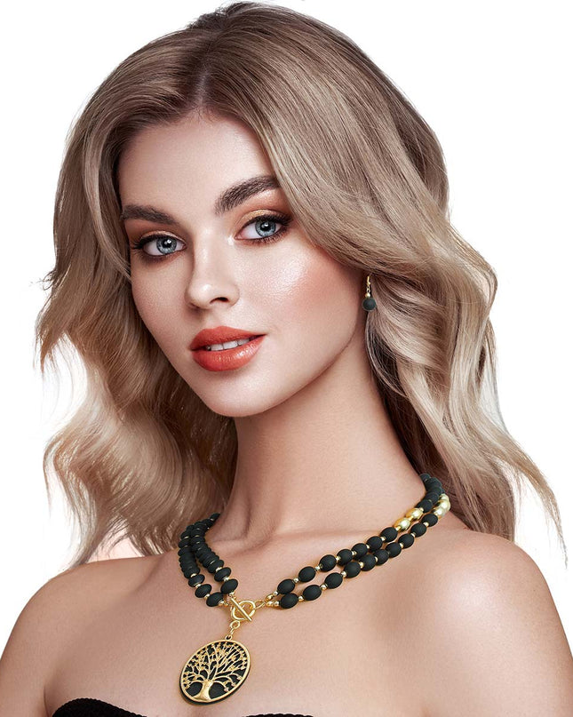 Matte Black Tree of Life Necklace