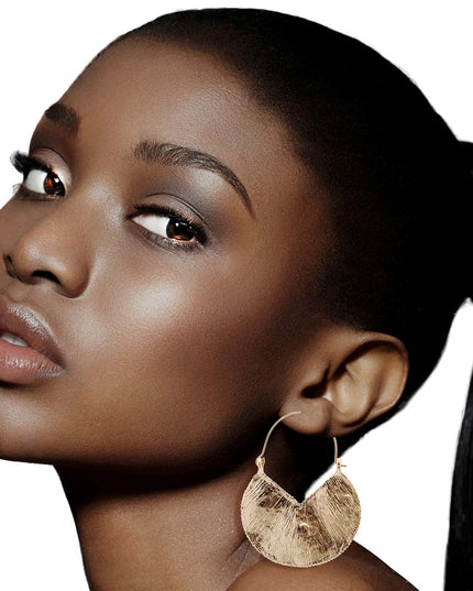 Gold Textured Arch Hook Hoops