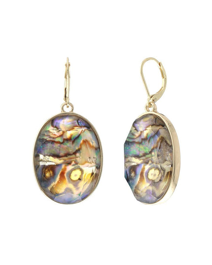 Opal Marbled Oval Eurowire Hoops