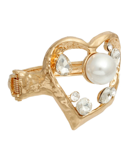 Gold Open Heart Hinge Cuff