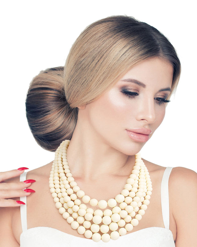 Ivory Bead 5 Strand Necklace