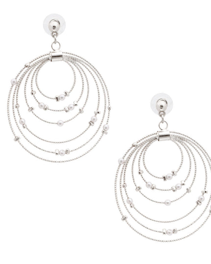 Silver White Pearl Ring Earrings