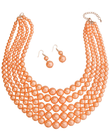Peach Pearl Bead 5 Strand Set