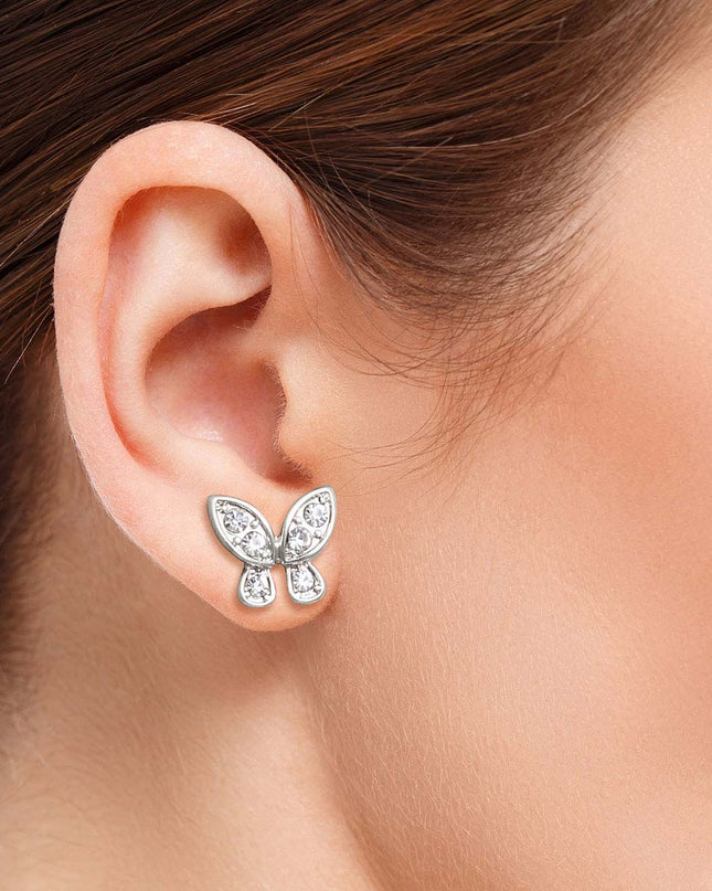 Silver 3 Pcs Butterfly Stud Set
