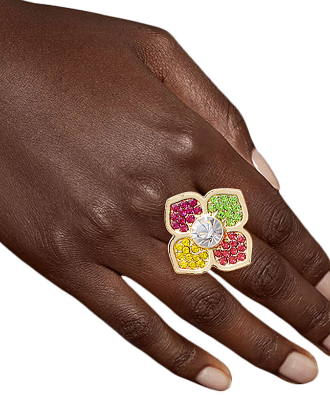 Rainbow Elegance: Flower Ring