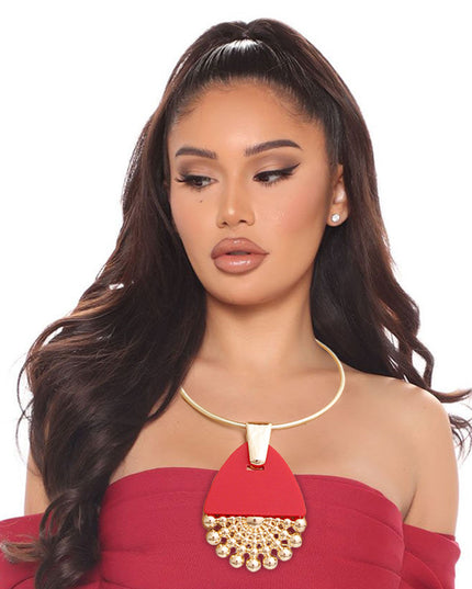 Red Teardrop Burst Necklace