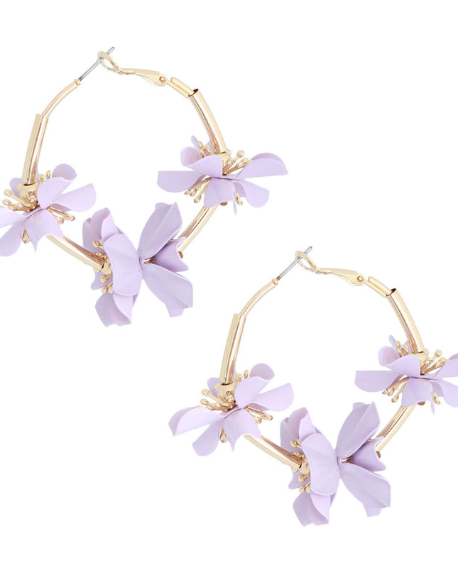 Lavender Metal Flower Hoops