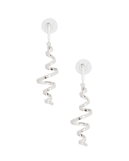 Silver Metal Spiral Curl Earrings