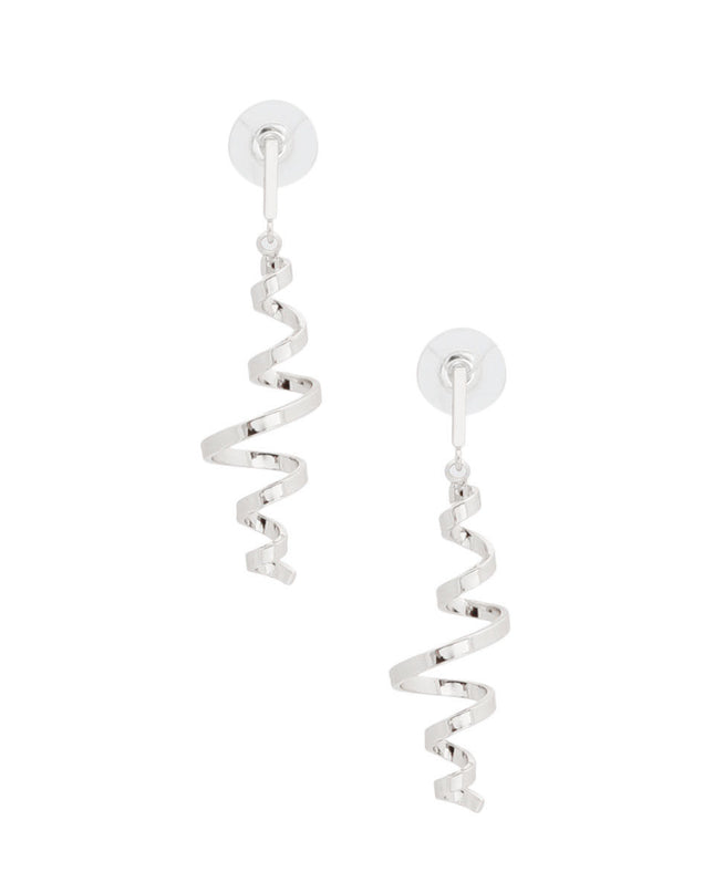 Silver Metal Spiral Curl Earrings