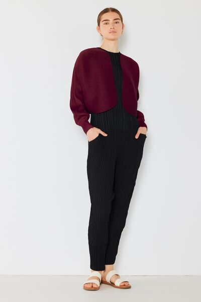 Pleated Puff Sleeve Bolero Cardigan