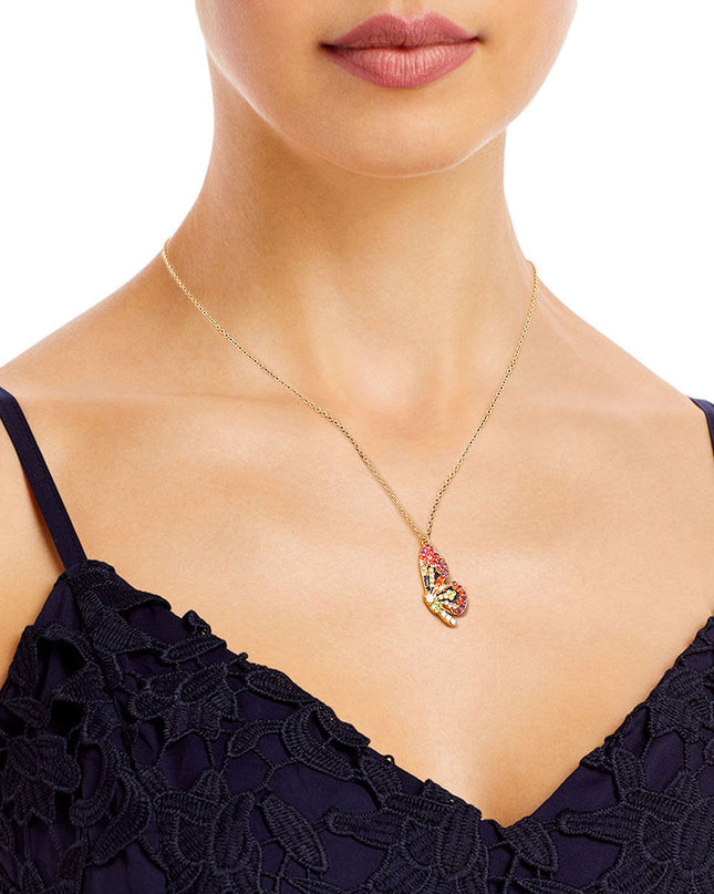Multi Rhinestone Butterfly Wing Necklace