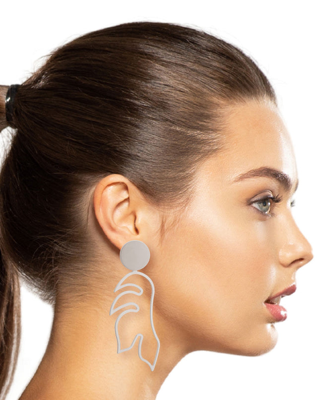 Matte Silver Metal Leaf Earrings