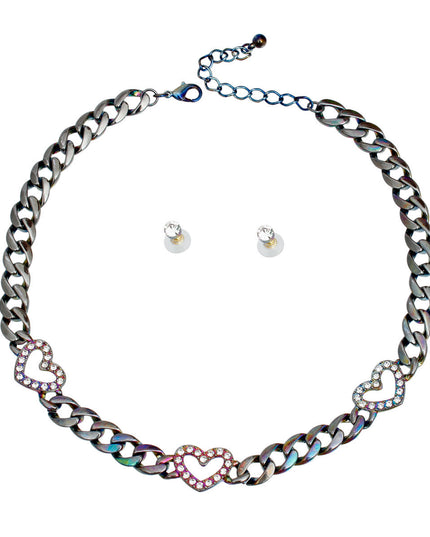 Rainbow Metal Link Heart Chain