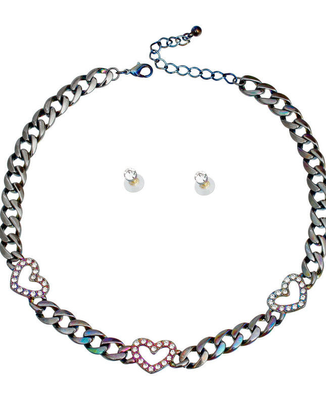 Rainbow Metal Link Heart Chain