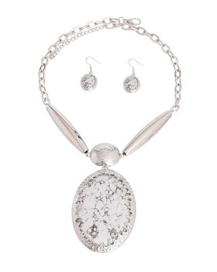 Oval Marbled White Necklace