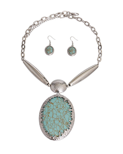 Oval Marbled Mint Green Necklace
