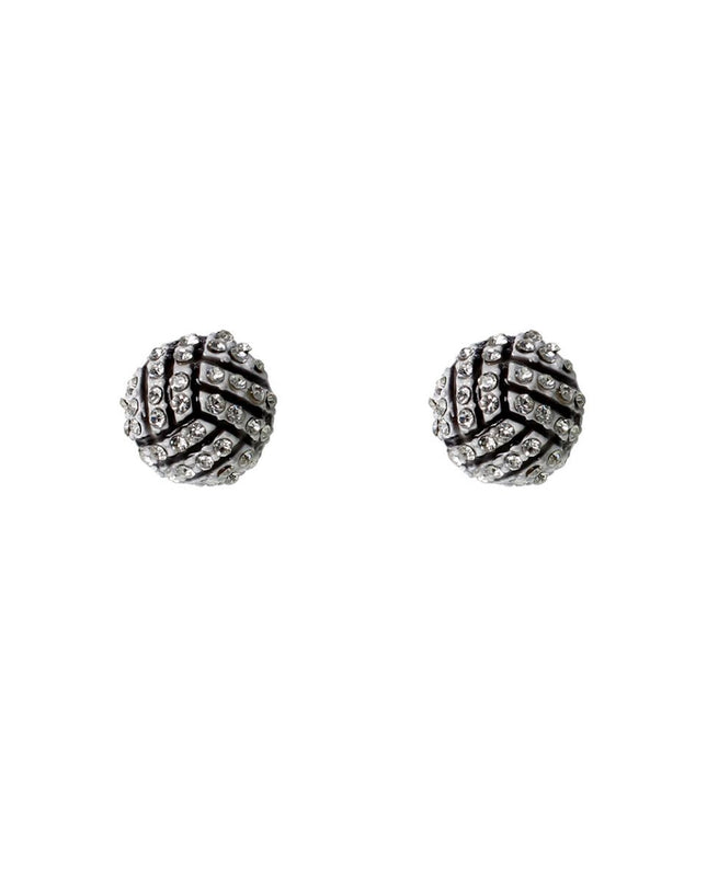 White Rhinestone Volleyball Studs