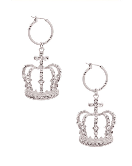 Silver Crown Baby Hoops