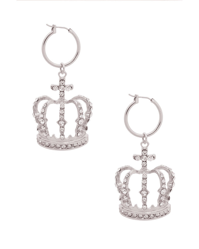 Silver Crown Baby Hoops