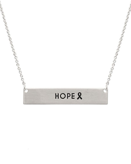 Silver Ribbon HOPE Plate Necklace