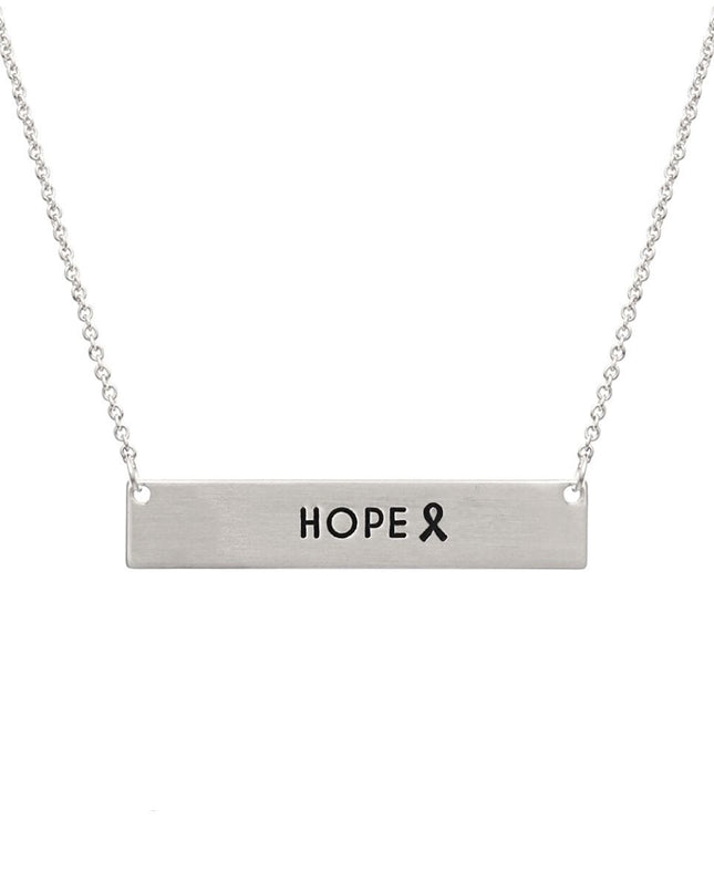 Silver Ribbon HOPE Plate Necklace