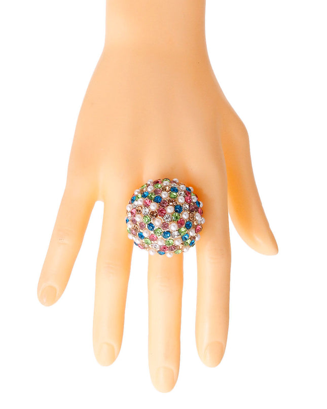 Multi Stone and Pearl Cocktail Ring