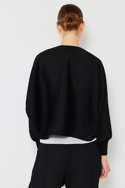 Pleated Puff Sleeve Bolero Cardigan