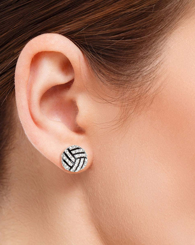 White Rhinestone Volleyball Studs
