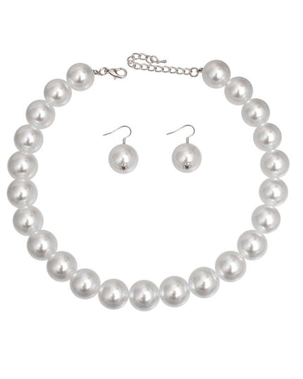 White White Ball Pearl Single Strand Necklace