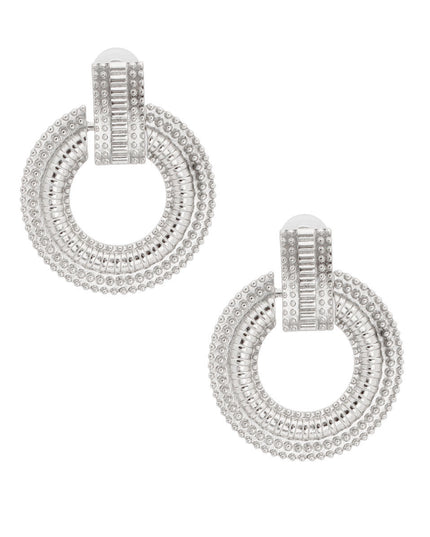 Silver Patterned Metal Circle Studs