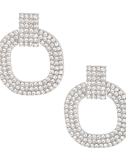 Silver Pave Squared Earrings