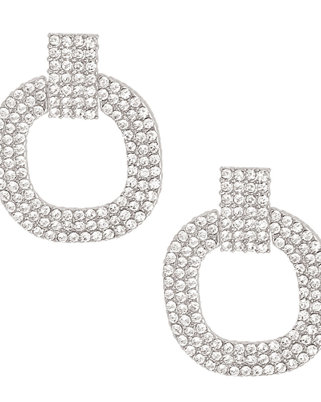 Silver Pave Squared Earrings