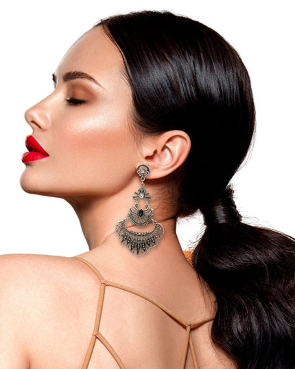 Metal Drop Burnished Earrings