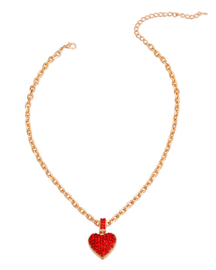 Gold Chain 3D Red Heart Necklace