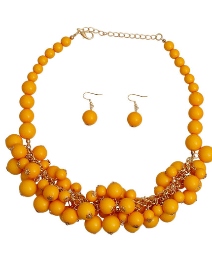 Mustard Ball Bead Cluster Collar Set