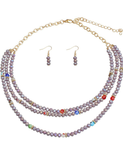 Light Purple Glass Bead Layered Set
